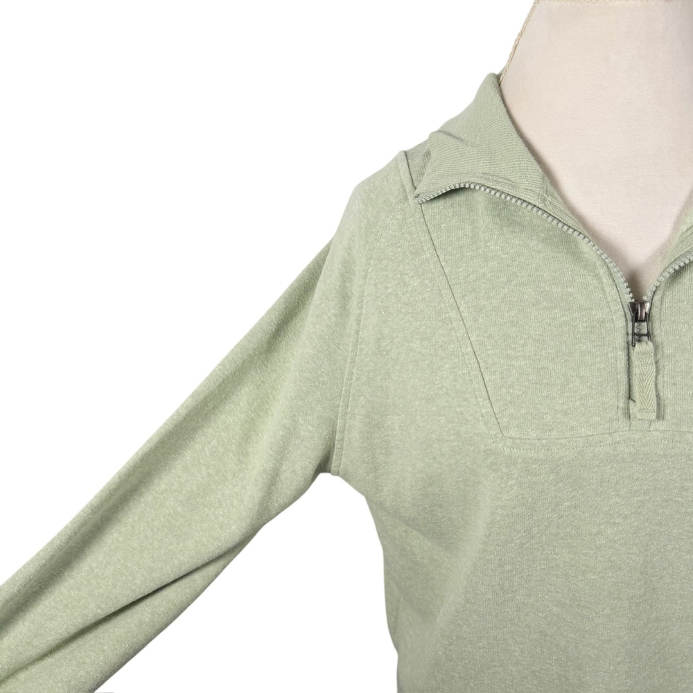 Prana Cozy Up Pullover Sweatshirt Heather Green Crop Length Relaxed Size S - Picture 3 of 12